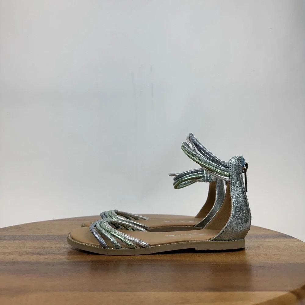 Big‎ Kids Girls Nina Brianna Blue Metallic Strappy Casual Sandals Size 1 Y GUC